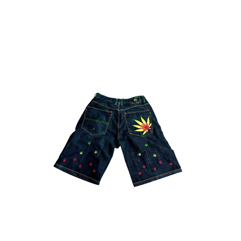 Vintage Y2K Victorious Weed Marijuana Leaf Embroidered weed Baggy Short  Mens 38
